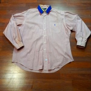 Ralph Lauren polo button down red pinstripe shirt size XL